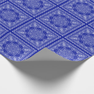 blue and white bandana pattern wrapping paper