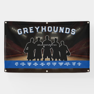 Blue and White Basketball Banner Sports Team