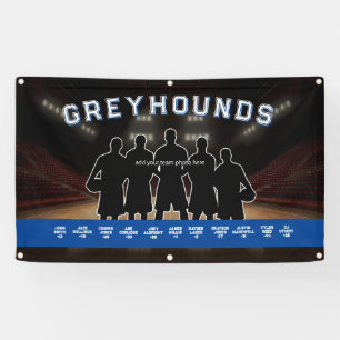 Blue and White Basketball Banner Sports Team