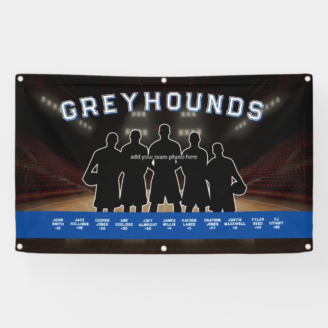 Blue and White Basketball Banner Sports Team (Horizontal)