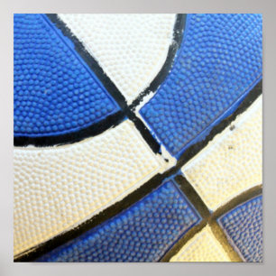 Blue and White Basketball Poster