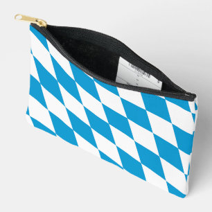 Blue and White Bavaria Diamond Flag Pattern Accessory Pouch