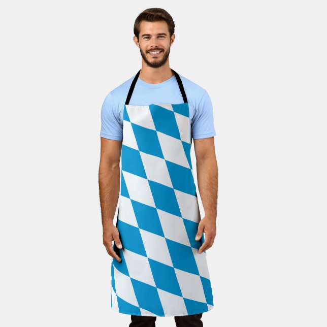 Blue and White Bavaria Diamond Flag Pattern Apron (Worn)