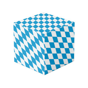 Blue and White Bavaria Diamond Flag Pattern Cube