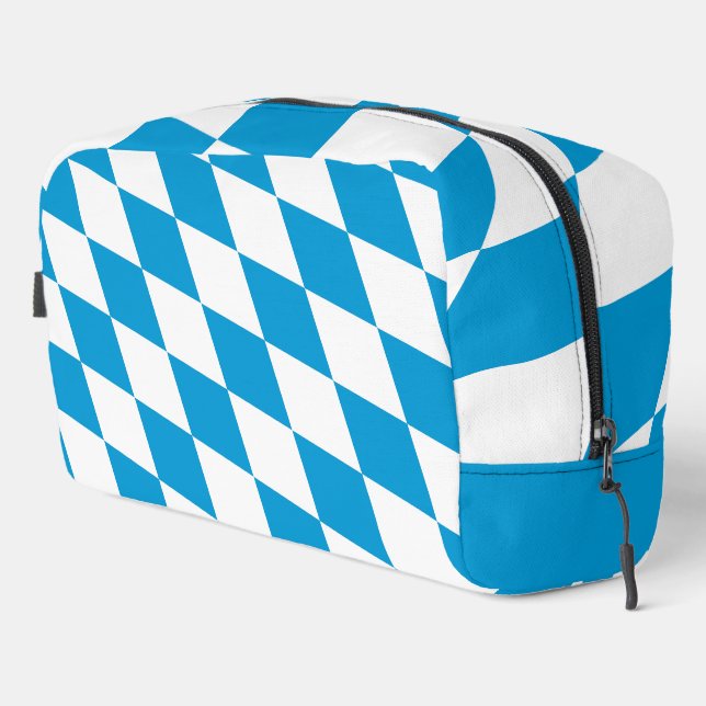Blue and White Bavaria Diamond Flag Pattern Dopp Kit (Right Corner)