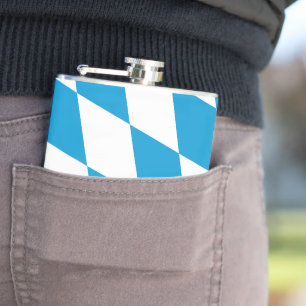 Blue and White Bavaria Diamond Flag Pattern Hip Flask