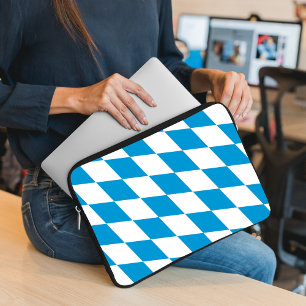 Blue and White Bavaria Diamond Flag Pattern Laptop Sleeve
