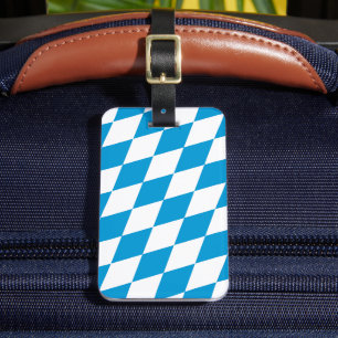Blue and White Bavaria Diamond Flag Pattern Luggage Tag