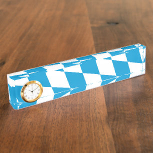 Blue and White Bavaria Diamond Flag Pattern Nameplate