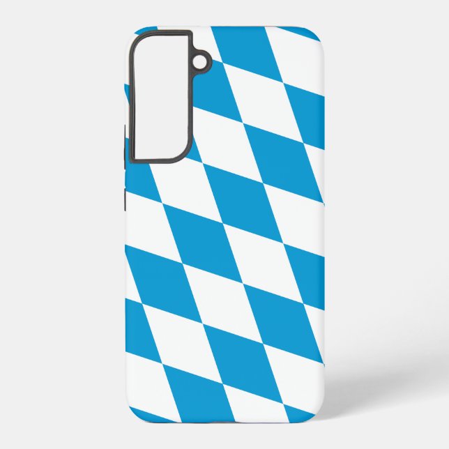 Blue and White Bavaria Diamond Flag Pattern Samsung Galaxy S22+ Case (Back)