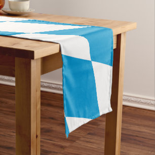 Blue and White Bavaria Diamond Flag Pattern Short Table Runner