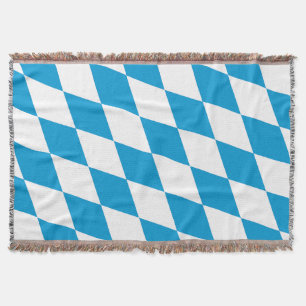 Blue and White Bavaria Diamond Flag Pattern Throw Blanket
