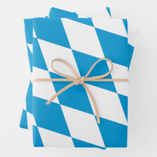 Blue and White Bavaria Diamond Flag Pattern Wrapping Paper Sheet