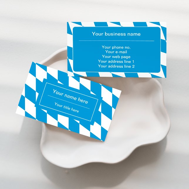 Blue and White Bavaria Flag Pattern Business Card (Creator Uploaded)