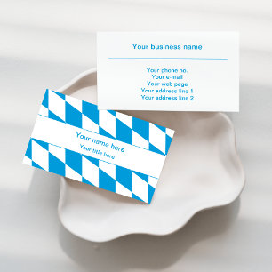 Blue and White Bavaria Flag Pattern Business Card