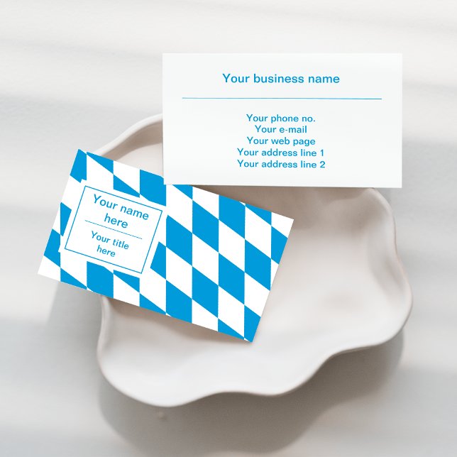 Blue and White Bavaria Flag Pattern Business Card (Creator Uploaded)