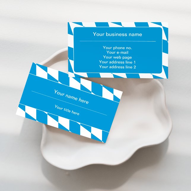 Blue and White Bavaria Flag Pattern Business Card (Creator Uploaded)