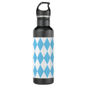 Blue and White Bavaria Rhombus Flag Pattern 710 Ml Water Bottle