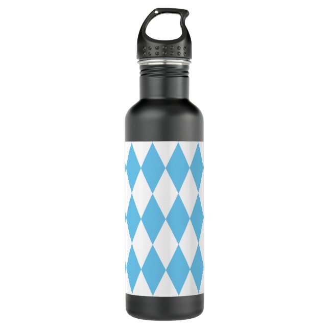 Blue and White Bavaria Rhombus Flag Pattern 710 Ml Water Bottle (Front)