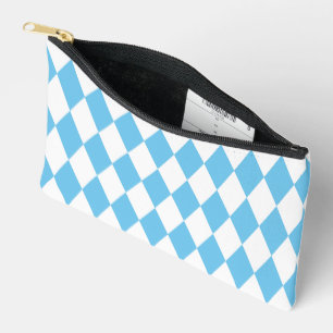 Blue and White Bavaria Rhombus Flag Pattern Accessory Pouch