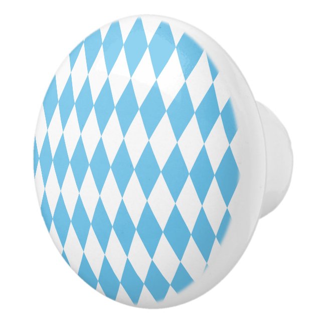 Blue and White Bavaria Rhombus Flag Pattern Ceramic Knob (Right)