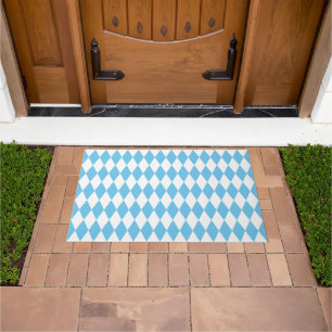 Blue and White Bavaria Rhombus Flag Pattern Doormat
