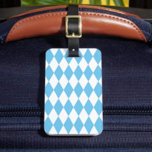 Blue and White Bavaria Rhombus Flag Pattern Luggage Tag
