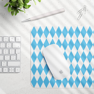 Blue and White Bavaria Rhombus Flag Pattern Mouse Mat