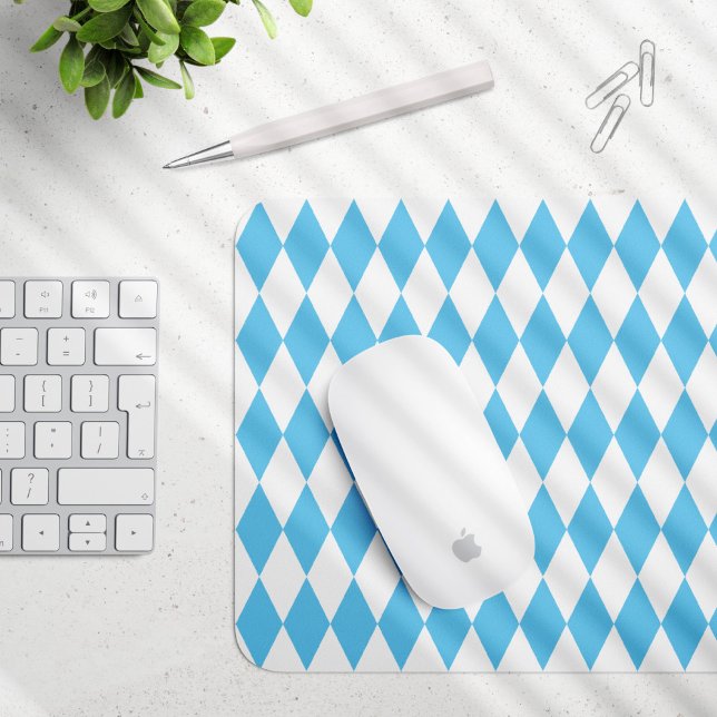 Blue and White Bavaria Rhombus Flag Pattern Mouse Mat (Creator Uploaded)