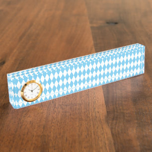 Blue and White Bavaria Rhombus Flag Pattern Nameplate