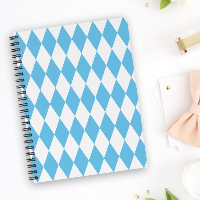 Blue and White Bavaria Rhombus Flag Pattern Notebook (Creator Uploaded)