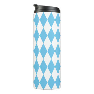 Blue and White Bavaria Rhombus Flag Pattern Thermal Tumbler