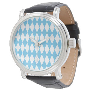 Blue and White Bavaria Rhombus Flag Pattern Watch