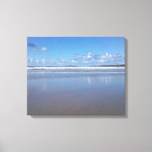 Blue and White Beach Canvas Print (Front)