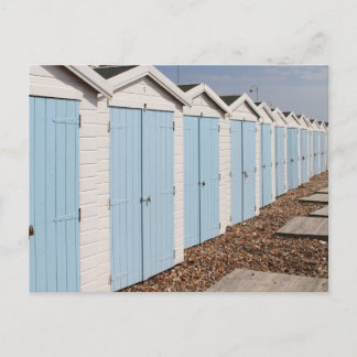 Blue and White Beach Huts Postcard