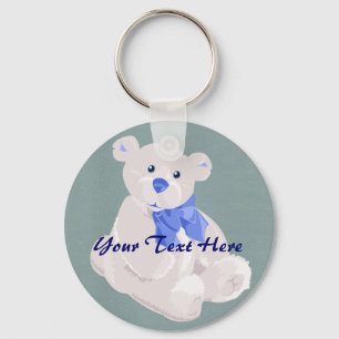Blue and White Bear Keychain