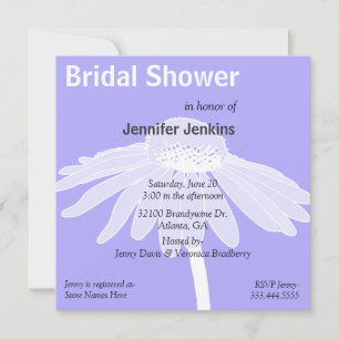 Blue and White Big Daisy Bridal Shower Invitation