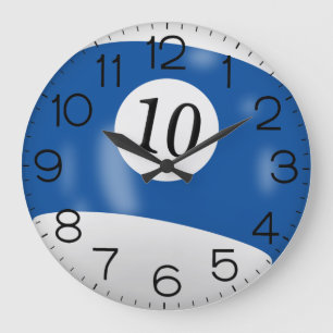 Blue and White Billiard #11 Ball     Large Clock