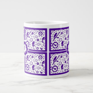 blue and white  bird mug