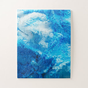 Blue and White Blended Abstract Art Jigsaw Puzzle