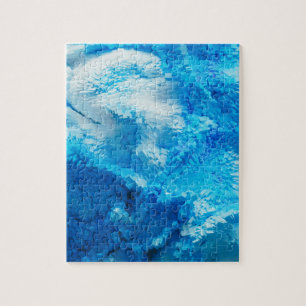 Blue and White Blended Abstract Art Jigsaw Puzzle