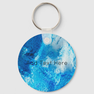Blue and White Blended Abstract Art Key Ring