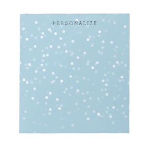 Blue and White Bokeh Confetti Notepad