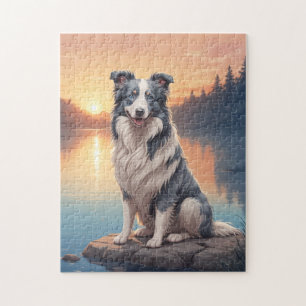 Blue and white Border Collie Jigsaw Puzzle