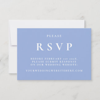 Blue and White Botanical Elegant Wedding RSVP Card