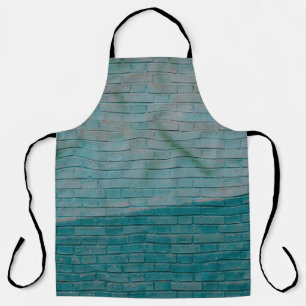 Blue and white brick wall apron