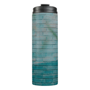 Blue and white brick wall thermal tumbler