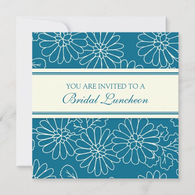 Blue and White Bridal Luncheon Invitation Cards (Front)
