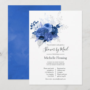 Blue and White Bridal or Baby Shower by Mail Invitation