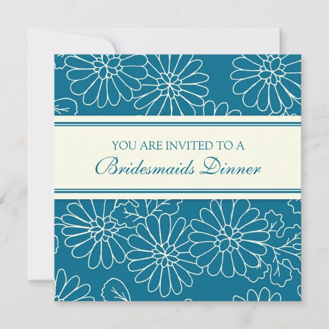 Blue and White Bridesmaids Dinner Invitation Cards (Front)